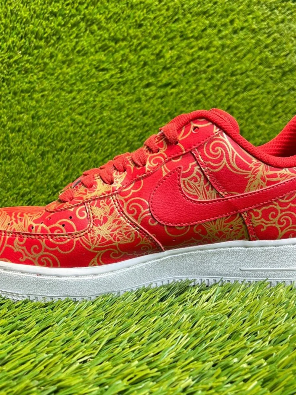 Nikeid Air Force 1 Chinese New Year Mens Size 7 Red Gold Athletic Shoes Sneakers - Picture 2 of 10